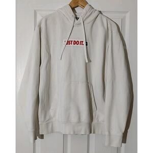 Mens Nike Vintage White Just Do It Fleece Sweatshirt Pullover Hoodie 90s - Large